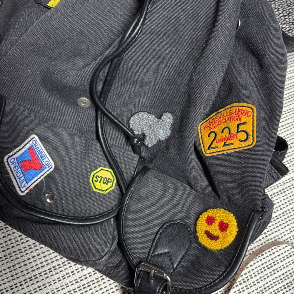 Dream Control Black Canvas Patchwork Backpack Med… - image 8